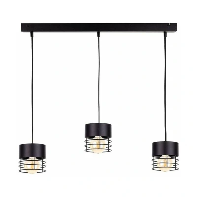 Image of Elle Bar Pendant Ceiling Light Black, 60cm, 3x E27