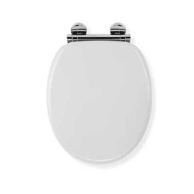 Image of Croydex Lucerne Wooden Toilet seat: Seat Soft Close, Always Fits and Never Slips with Flexi Fix Hinges, Quick Release for Easy Cleaning, Top Bottom Fittings, White, Wood