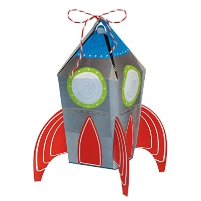 Image of Amscan 3902278 Blast Off Space Kids Birthday Party Spaceship Favour Boxes 8 Pack