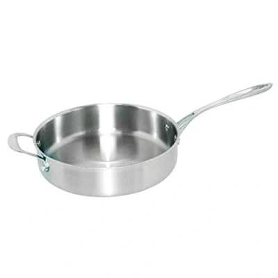 Image of Vogue Tri Wall Sauté Pan 28 cm/3.95 Litre, Stainless Steel &amp; Aluminium, Induction Compatible Frying Pan, Suitable for all Cooking Surfaces, Lid: Y426 (Sold Separately), GG032