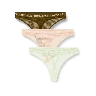 Image of Tommy Jeans Women&#039;s 3p Hr Thong Lace (Ext Sizes) Uw0uw05010 Thongs, Yellow (Drb Olve Grn/Swt Pch/Opl Grn Other Version), XL