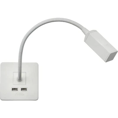 Image of KnightsBridge Screwless Reading Light with Dual USB Charger Matt White