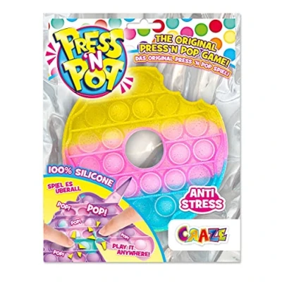 Image of CRAZE PressNPop Press N Pop Girly Donut Fidget Sensory Anti Stress Toy for Children Adults Bubble Set Motifs 37096, Beautiful Colour Combinations