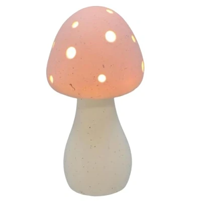 Image of Shudehill Giftware Mushroom Glow Light Up Lamp Ornament Grey, Sage or Pink Matt Finish (Pink)