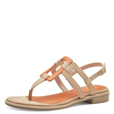 Image of Marco Tozzi Tbar sandals, Women&#039;s, Size: 4, Biscuit Imitation leather/ textile