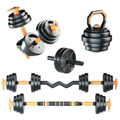 Image of Strongway® Adjustable 6 in 1 Dumbbell Straight and Curl Barbell Kettlebell Push Up Set 20KG 30KG 40KG SETS Weight Lifting for Home Gym Fitness (40KG SET)