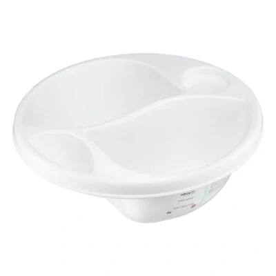 Image of Vital Baby Perfectly Simple Top &amp; Tail Bowl, Everyday Basic Bowl for Baby&#039;s Baths, 2 Seperate Areas and Sponges, Ergonomic Design, Lightweight Portable, 0m+, White
