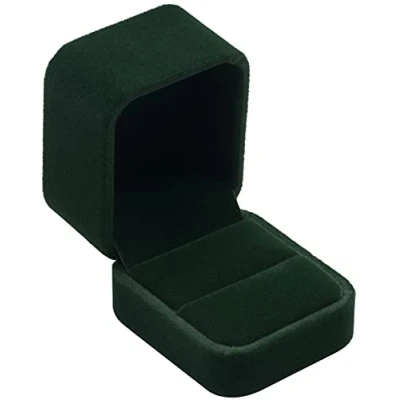 Image of POKOFO Classic Velvet Engagement Ring Box Earring Jewelry Case Gift (Green)
