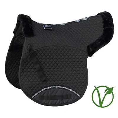 Image of Rhinegold Luxe Faux Fur Cotton Quilted Numnah Black/Black Cob