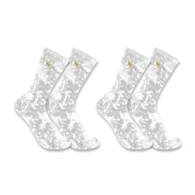 Image of Carhartt Women&#039;s Midweight Tie dye Crew Sock 2 Pack, Malt Grey, Medium