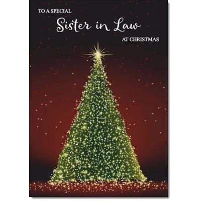 Image of doodlecards Sister in Law Christmas Card Green Tree Medium Size with Plain Envelope