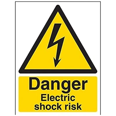 Image of V Safety Danger, Electric Shock Risk Warning Sign 150mm x 200mm 1mm Rigid Plastic