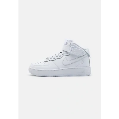 Image of Nike Sportswear AIR Force 1 MID Easyon Unisex Hightop trainers for kids, Size: 3.5, White leather and imitation