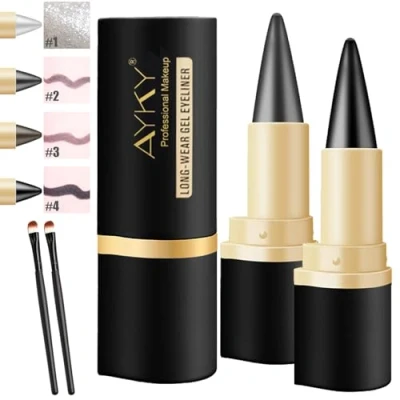 Image of Ayky Long Wear Gel Eyeliner, Natural Black Eyeliner Cream, Waterproof, Waterproof Smudge Proof (#2#4)