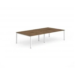 Image of Evolve B2B White Frame Bench Desk 1200 Walnut (4 Pod) BE237