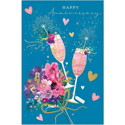 Image of Anniversary Card Contemporary Floral Design Special Finishes and Embellishments Made in the UK Eco Friendly