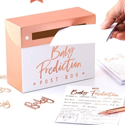 Image of Ginger Ray Rose Gold Baby Shower Gender Reveal Prediction Box Party Game Twinkle