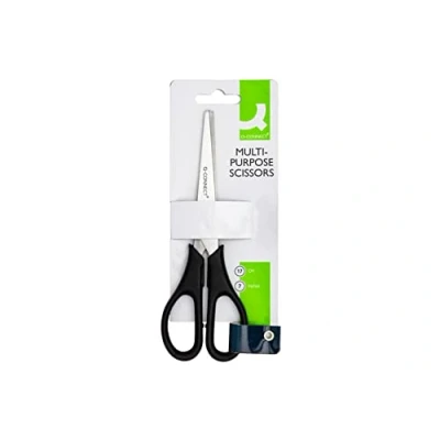 Image of Q Connect Ergonomic All Purpose Scissors 170mm Stainless Steel Blades Black Handle CKF01228
