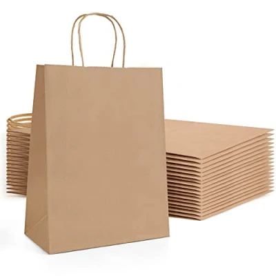 Image of AN HUI MING 25pcs Paper bags with Handles,Brown Bags,Gift Bags,Paper Party Handles (18 * 10 25cm)