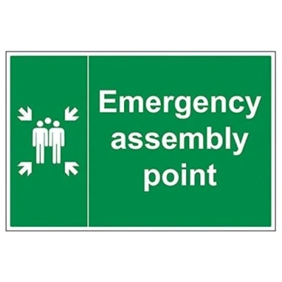 Image of V Safety Emergency Assembly Point With Family Sign 600mm x 400mm 1mm Rigid Plastic