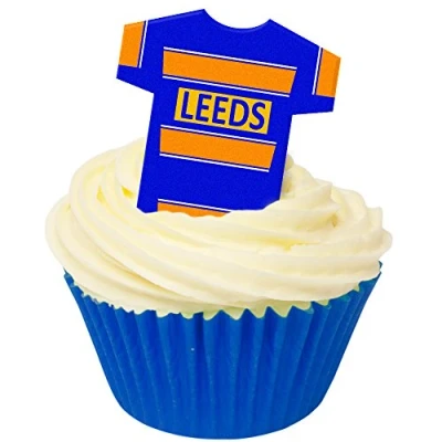 Image of Pack of 12 Edible Wafer Decorations Leeds Shirts 201 415