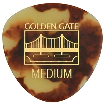 Image of Golden Gate MP 42 Rounded Triangle Shape Guitar Picks, 0.75 mm Thickness, Dalmatian Tortoise Colour