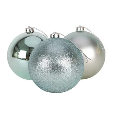 Image of Christmas Concepts® 3 150mm (6&quot;) Extra Large Baubles Shiny, Matte &amp; Glitter Design Decorations (Ice Blue)