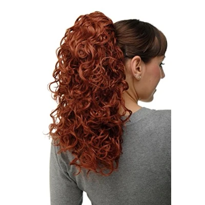 Image of WIG ME UP NC002 350 Hairpiece Ponytail with 2 combs/clips &amp; elastic draw string long full curls voluminous dark copper red 18inch