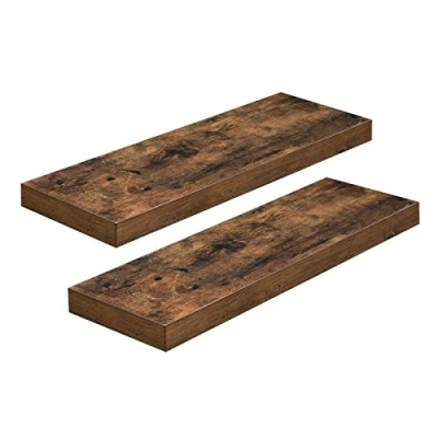 Image of VASAGLE Floating Shelf Set of 2, for Photos, Decorations, in Living Room, Kitchen, Hallway, Entryway, Bathroom, Rustic Brown ULWS026X02