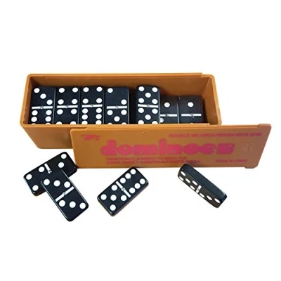 Image of Chabrias Ltd Dominoes Double Six Plastic White Spots Spinners