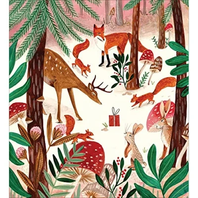 Image of Woodmansterne Artistic Charity Christmas Cards Woodland Animals Forest Scene Eco Friendly &amp; Recyclable Pack of 5
