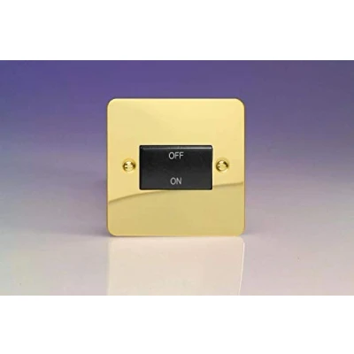 Image of XFVFIB Varilight Ultra Flat Plate Polished Brass Fan Isolator Switch Black Insert