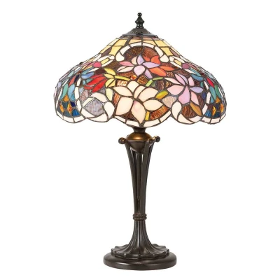 Image of Sullivan 2 Light Small Table Lamp Dark Bronze, Tiffany Glass, E27