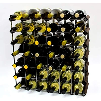 Image of Classic 42 Bottle Dark Oak Stained Wood and galvanised Metal Wine Rack Ready Assembled