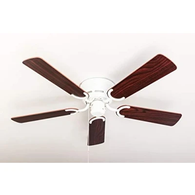 Image of Ceiling fan Kisa Deluxe white without light blades rosewood / dark walnut