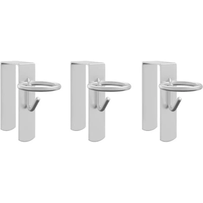 Image of vidaXL Bucket Hooks 3 pcs Silver Steel Portable, Secure Hanging for Stable Water/Feed Buckets, Easy Fence Board Attachment