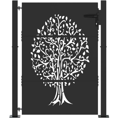 Image of vidaXL Garden Gate Other Black 105 x 125 cm Powder coated steel