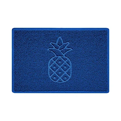 Image of Nicoman Pineapple Embossed Shape Door Mat Dirt Trapper Jet Washable Doormat (Use Indoor or Sheltered Outdoor) (60x40cm/23.6x15.7inches, Small) Blue