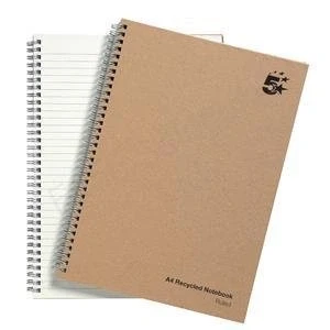 Image of New , 5 Star Notebook Wirebound Hard Cover Recycled 80gsm A4 Manilla [Pack 5]