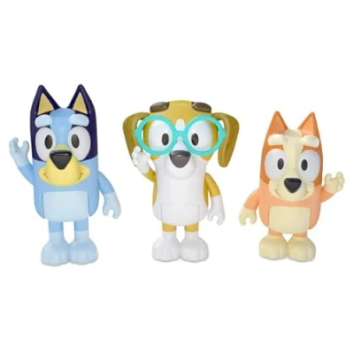 Image of Bluey Toys: Bingo, Honey 3 Pack of Play Figures with Movable Parts Action from the hit children’s show Official Collectable Toys, Sister Bingo and Friend
