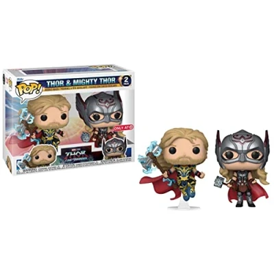 Image of Funko Pop! Marvel: Thor Love &amp; Thunder 2 Pack Mighty Collectable Vinyl Figure Gift Idea Official Merchandise Toys for Kids Adults Movies Fans Model Collectors
