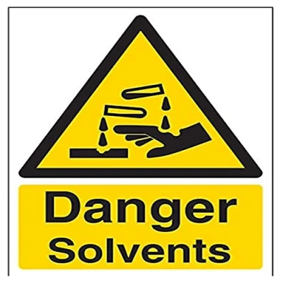 Image of V Safety Danger Solvents Warning Sign 150mm x 200mm Self Adhesive Vinyl