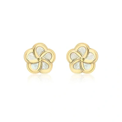 Image of Carissima Gold Women&#039;s 9 ct Yellow Mother of Pearl 6 mm Flower Stud Earrings