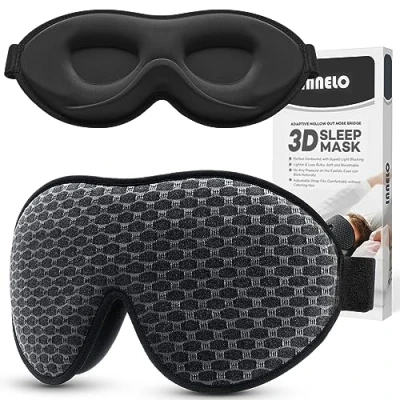 Image of INNELO Sleep Mask, 2024 Soft Comfortable Light Blocking Eye Mask for Sleeping Men Women, 3D Contoured Breathable No Pressure Travel Nap Insomnia