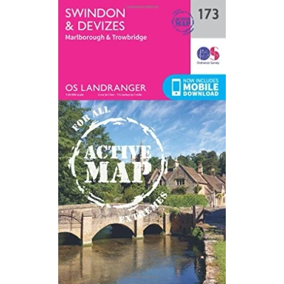 Image of Landranger Active 173 Swindon, Devizes, Marlborough &amp; Trowbridge Map With Digital Version