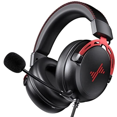 Image of DEEBOX Gaming Headset for PS4 PC Xbox One PS5 Controller, Noise Cancelling Over Ear Headphones with Mic, Surround Sound Wired Gamer Headsets Computer Laptop Mac Nintendo NES Games