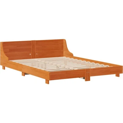 Image of vidaXL Bed Frame without Mattress Wax Brown 160x200 cm Solid Wood Pine