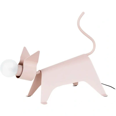 Image of Lucande table lamp Idalina, cat, pink, iron, 38 cm