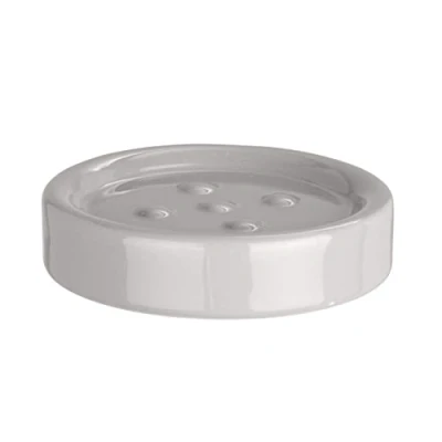 Image of WENKO dish Polaris Pastel Grey soap tray, Ceramic, 11 x 2.5 cm