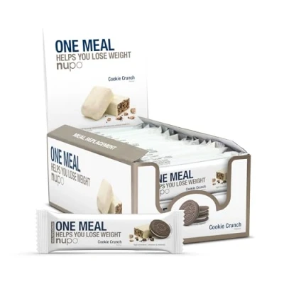 Image of NUPO One meal Bar Cookie Crunch I Tasty replacement bars for a balanced diet plan Helps you lose weight High in protein 24 vitamins and minerals 15 x 60g
